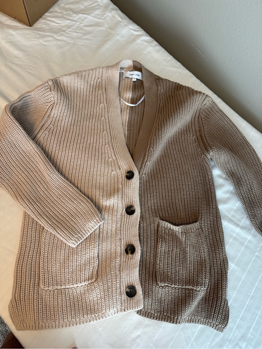 John + Jenn Tan Ribbed Button-Front Cardigan - Picture 3 of 6